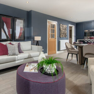 Kitchen, dining and family area in The Hewson at Edgehill Park