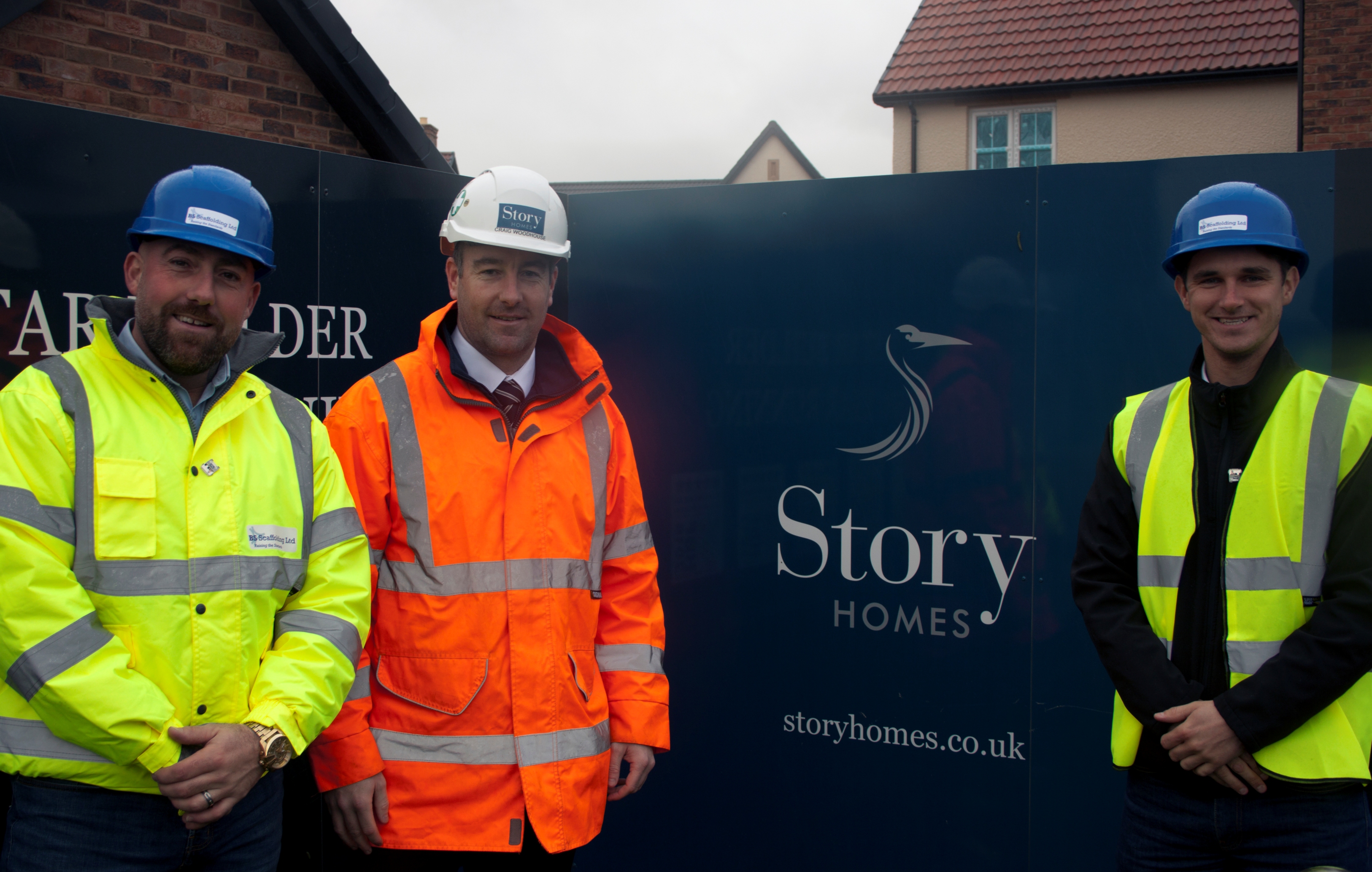 Story Homes’ Senior Regional HSE Advisor Craig Woodhouse With BS Scaffolding Team