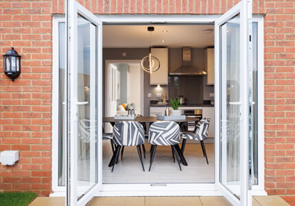 The Harper French doors into the kitchen in the show home at Waterside, Cottam