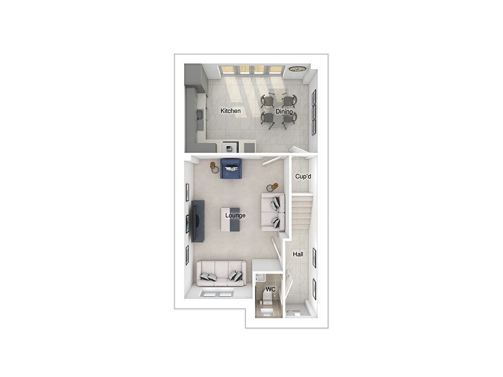 SquareEdge StoryHomes 3DFloorPlan Furnished 8 Harper GF