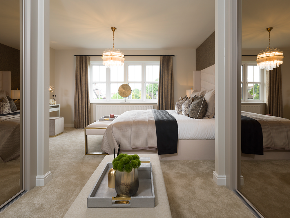 The Charlton main bedroom and dressing area in the show home at Tithe Gardens in Poulton-le-Fylde