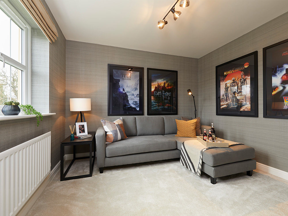 The Masterton cinema room in the show home at Strawberry Grange, Cockermouth