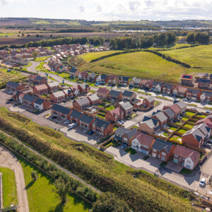 A drone photograph of Story Homes development Riverbrook Gardens.