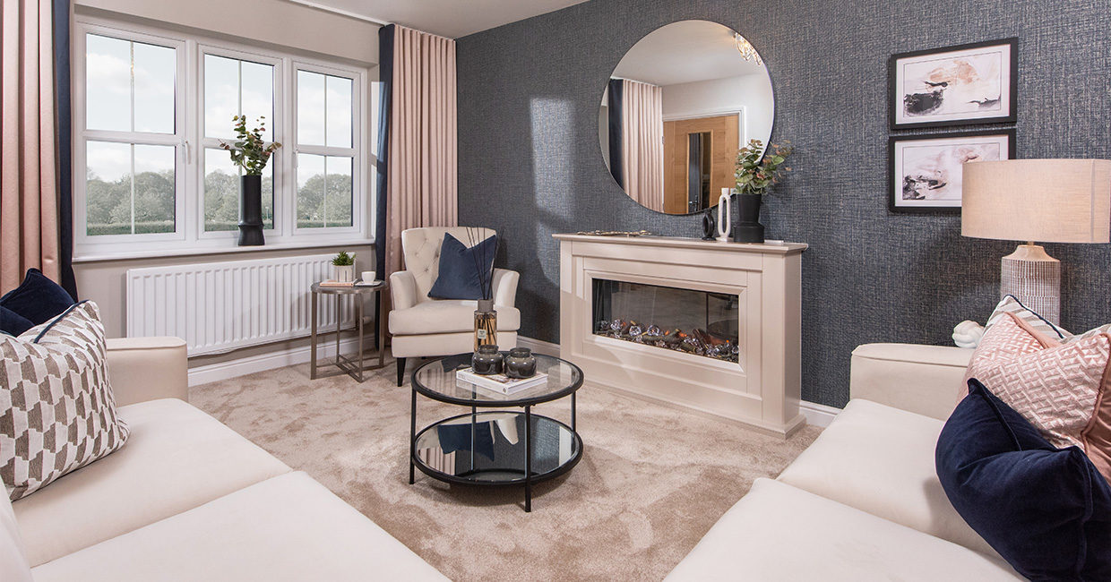 The light and airy lounge in The Robinson show home at Whins View