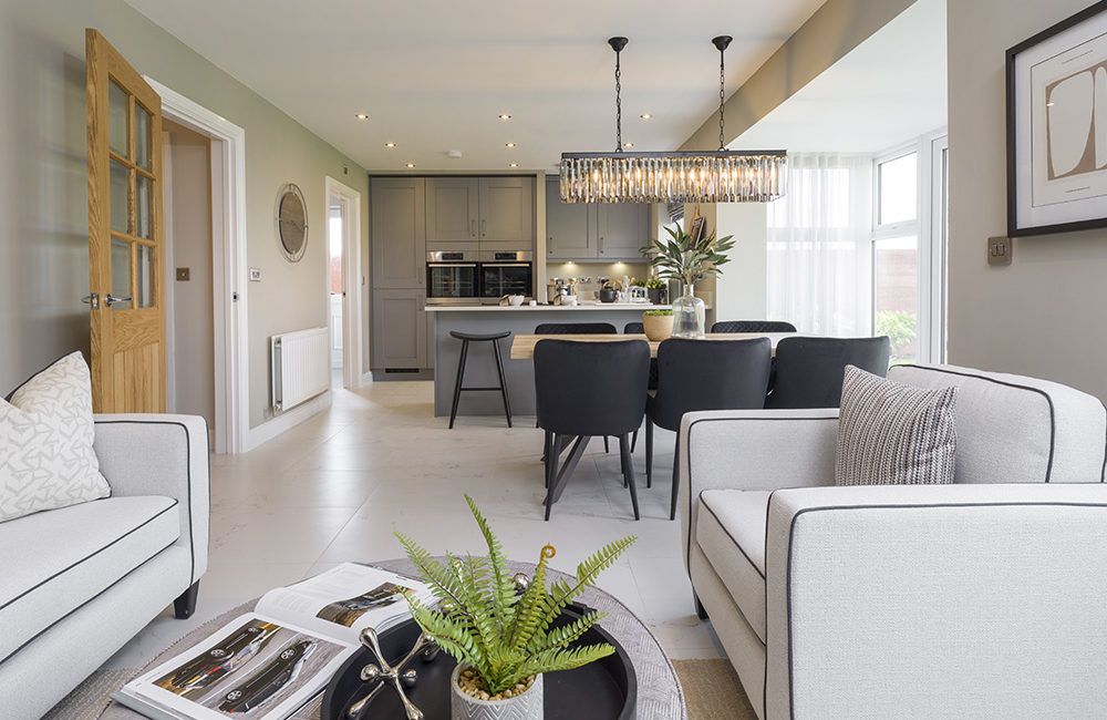 The kitchen/dining/family area in The Hewson