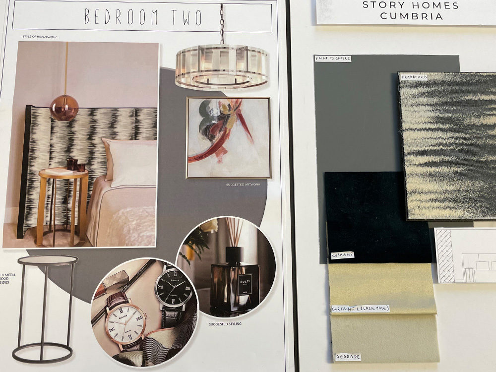 Moodboard for Bedroom Two in The Robinson show home