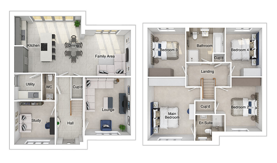 The Robinson floorplans with furniture