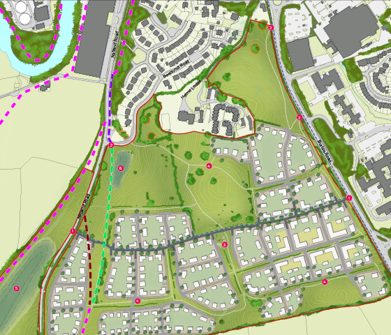 Coloured layout of Burton Road planning application from Story Homes