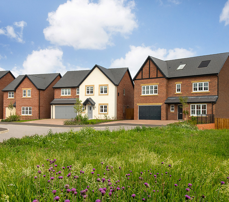 External of new build houses at Longton Grange Story Homes development
