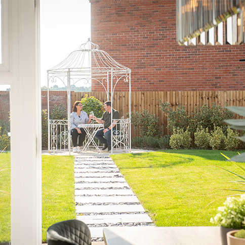 Customers in a Story home garden