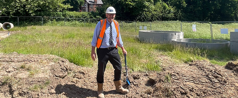 Fred Story breaks the ground at Fulshaw Manor in Wilmslow, Cheshire