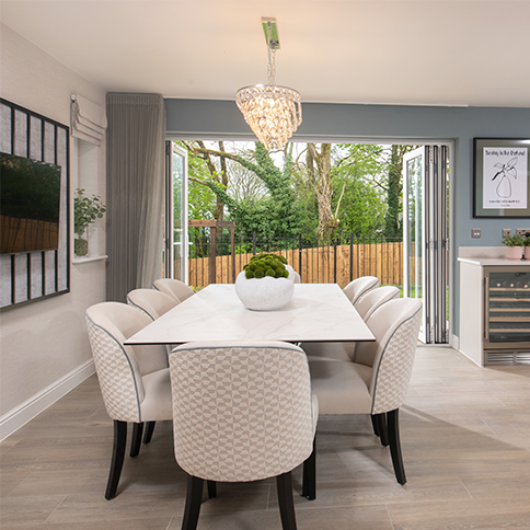 The dining area in The Cranford show home at Brigsteer Rise, Kendal - Story Homes