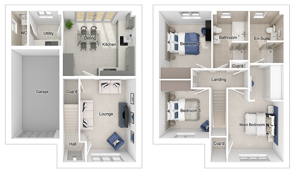 The Butler floorplans with furniture