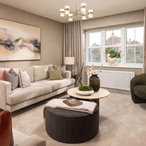 A view of a lounge area in a Sanderson show home at Ashwood Grange, by story homes.