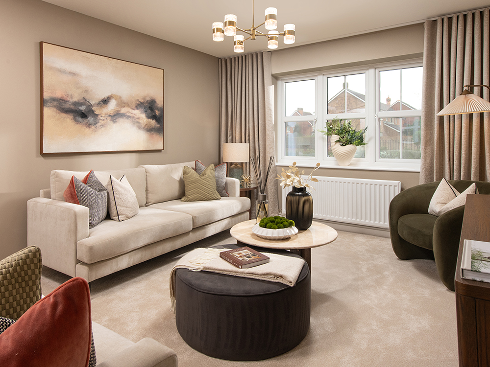 A view of a lounge area in a Sanderson show home at Ashwood Grange, by story homes.