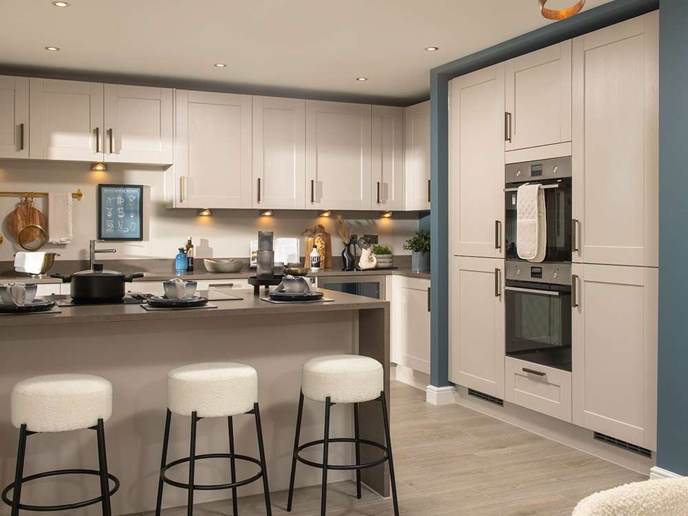Kitchen in the Harrison show home at Elmbrook Park, Coppull.