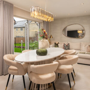 A view of a dining/ family area in a Sanderson show home at Ashwood Grange, by Story Homes.