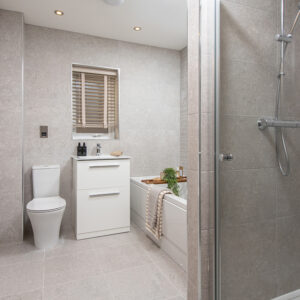 A view of a bathroom from a Milford show home at Ashwood Grange, by Story Homes.