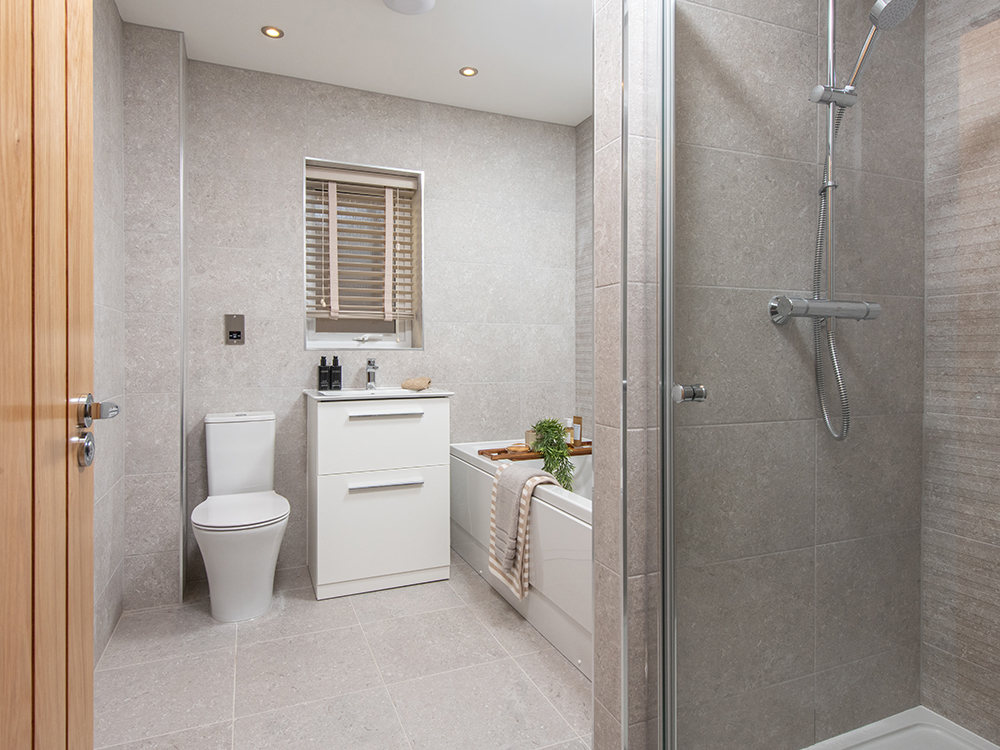 A view of a bathroom from a Milford show home at Ashwood Grange, by Story Homes.