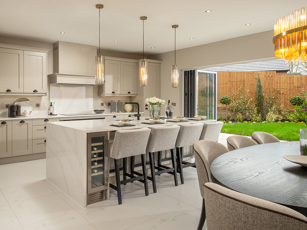 A street scene of new build houses at Tithe Gardens.