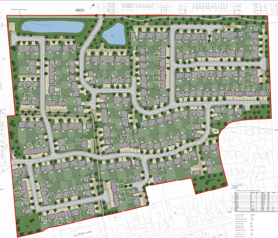 A coloured layout of Burscough planning application.