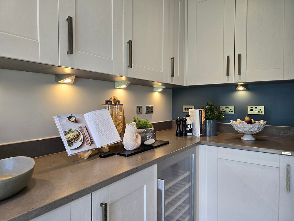 Sneak peak photo of the Harrison show home kitchen at Elmbrook Park.