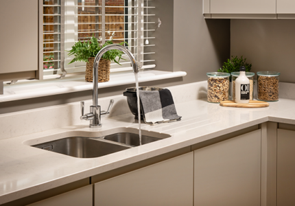 Detailed kitchen shot of The Spencer show home at Sadler Woods