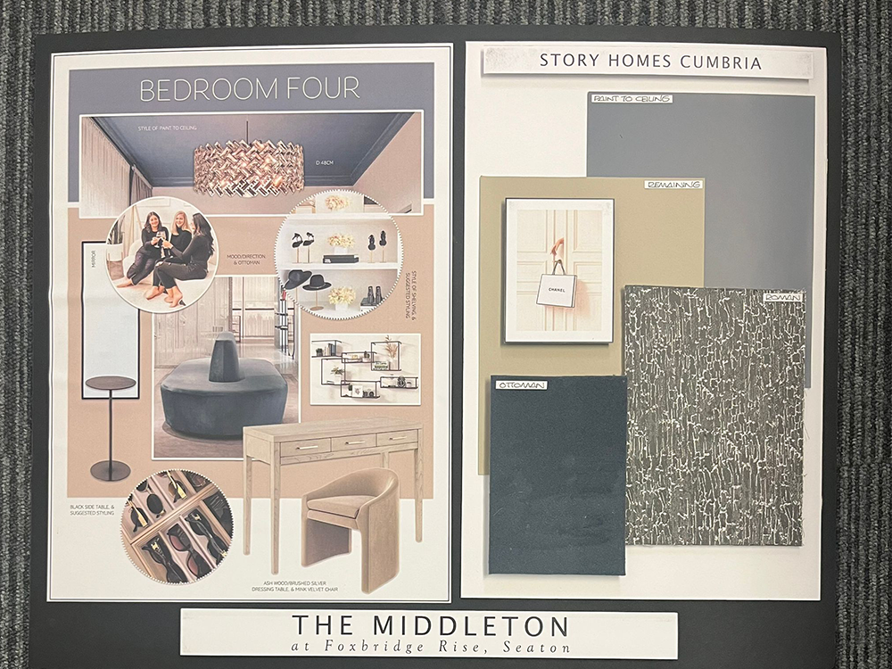 Moodboard samples of our new Middleton showhome at Foxbridge Rise, Seaton