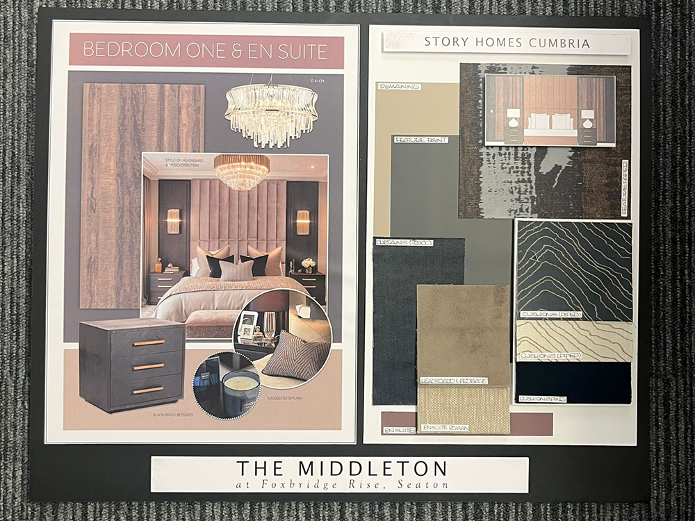 Moodboard samples of our new Middleton showhome at Foxbridge Rise, Seaton
