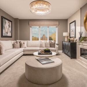The Cranford lounge with sofa and fire place