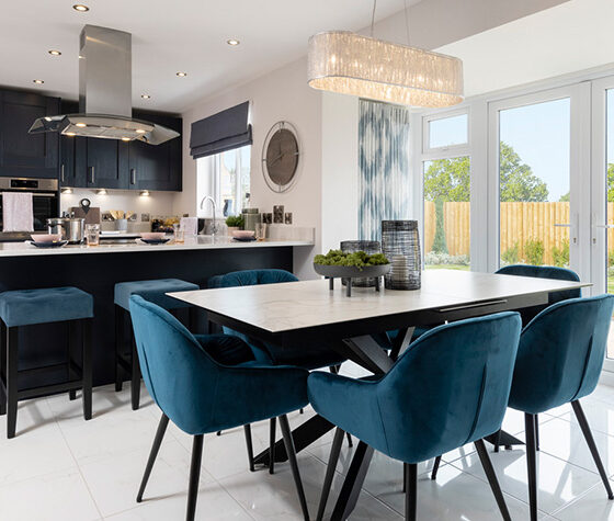 Photograph of the kitchen/dining area of a Nith show home.
