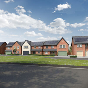 CGI street scene of Story Homes Tithe Meadow development.