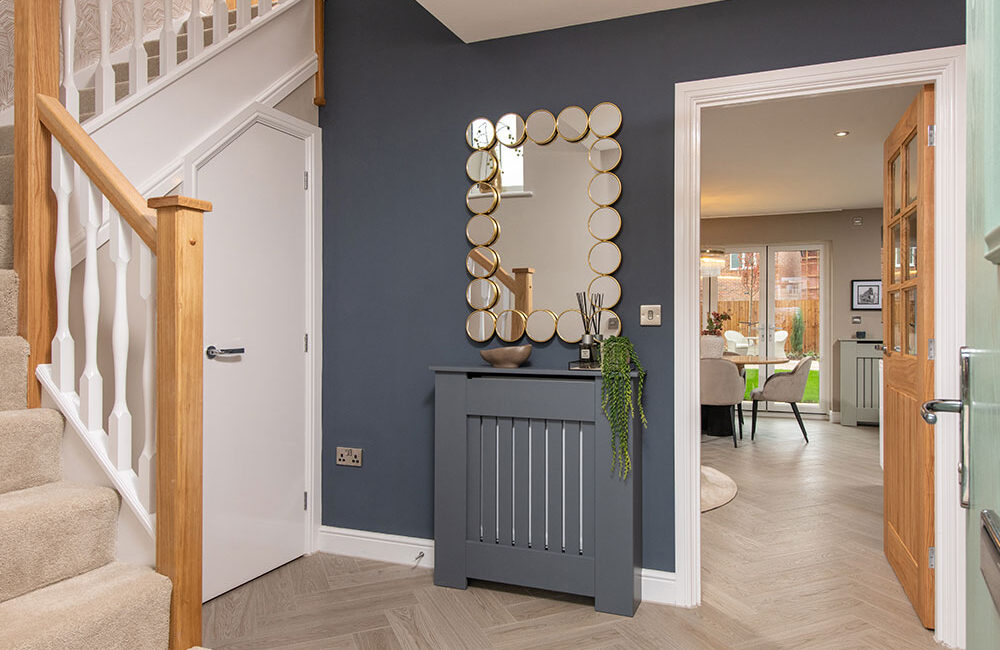 A view of the hallway in a Lawson show home at Stonebrook Meadows, by Story homes.