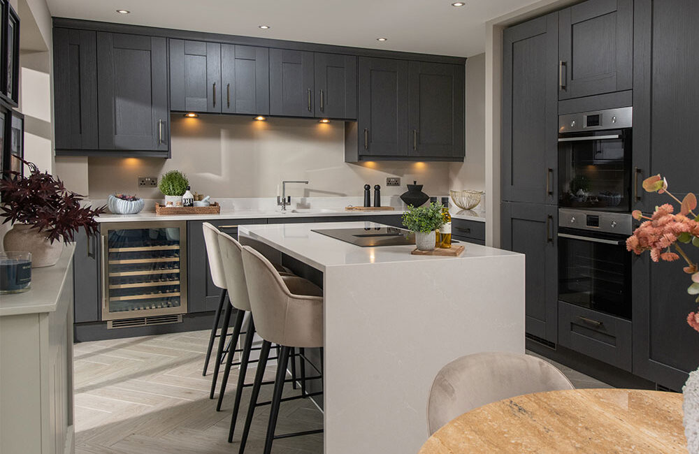 A view of the kitchen in a Lawson show home at Stonebrook Meadows, by Story Homes.