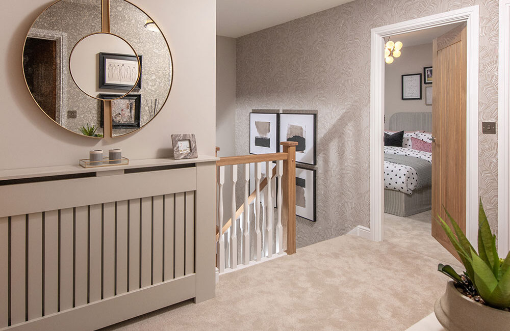 A view of the landing in a Lawson show home at Stonebrook Meadows, by Story Homes.