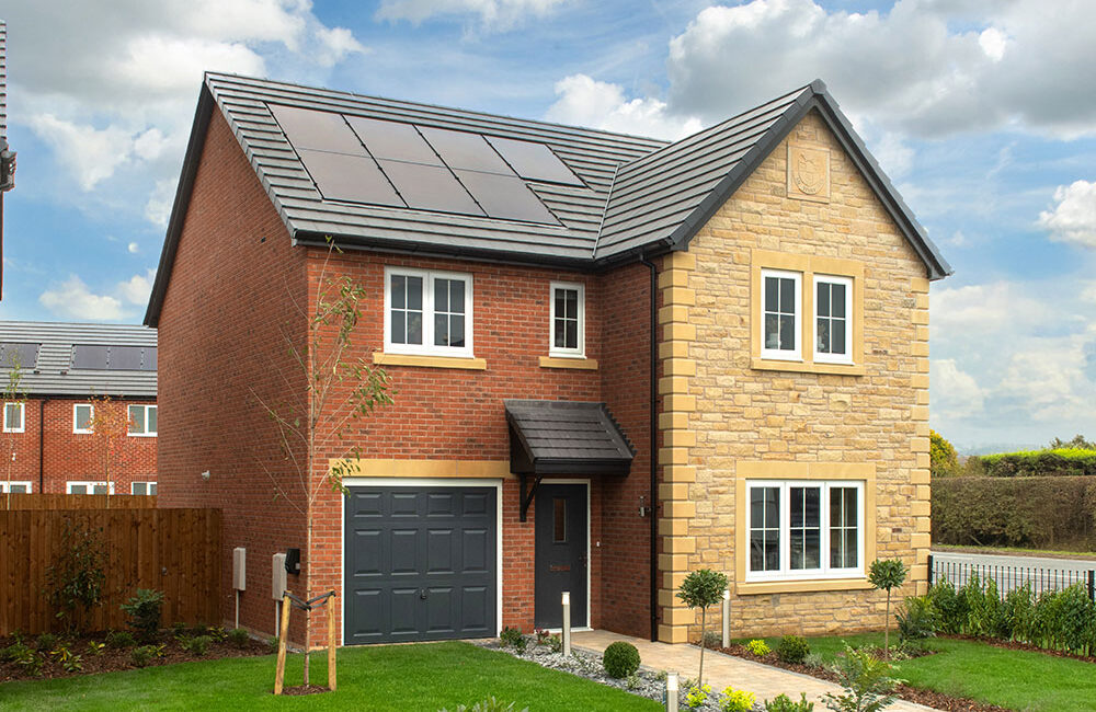 A view from the front of a Sanderson house at Stonebrook Meadows, by Story Homes.