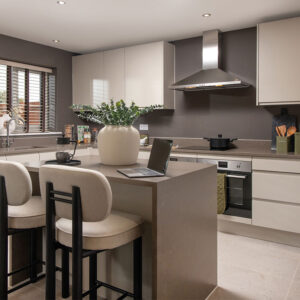 A view of the kitchen area in a Sanderson show home at Stonebrook Meadows, by Story Homes.