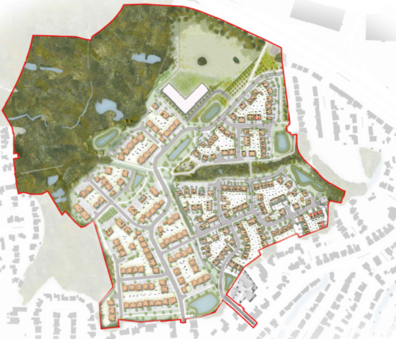 Coloured layout of Hazlehurst Farm, Worsley