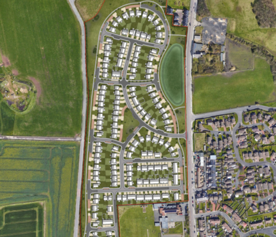 Coloured layout of Mill Lane, Whitburn