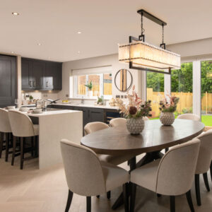 Kitchen with island and bar stools
