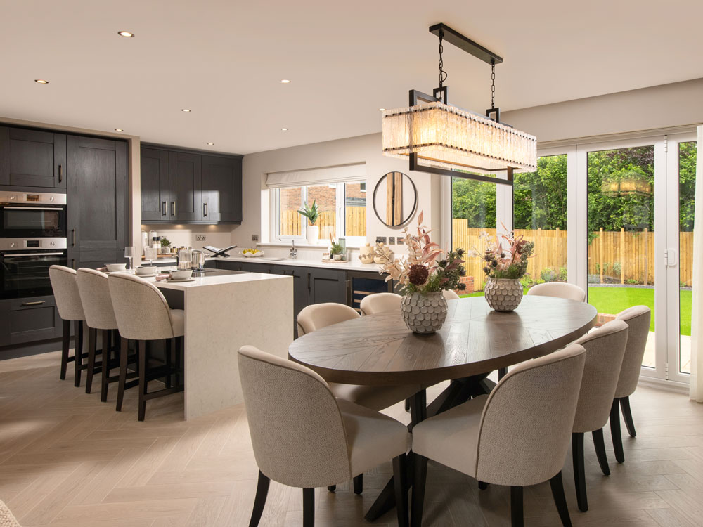 Kitchen with island and bar stools