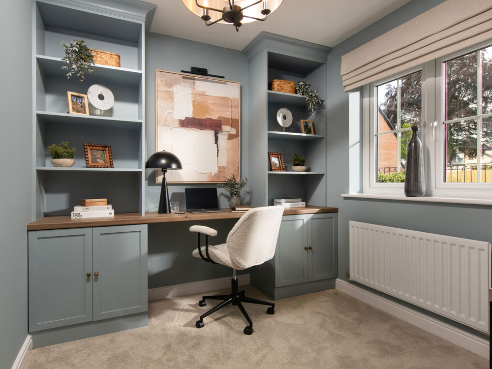 Office space with shelves and chairs