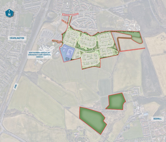 Coloured layout of Middle Farm North, Cramlington